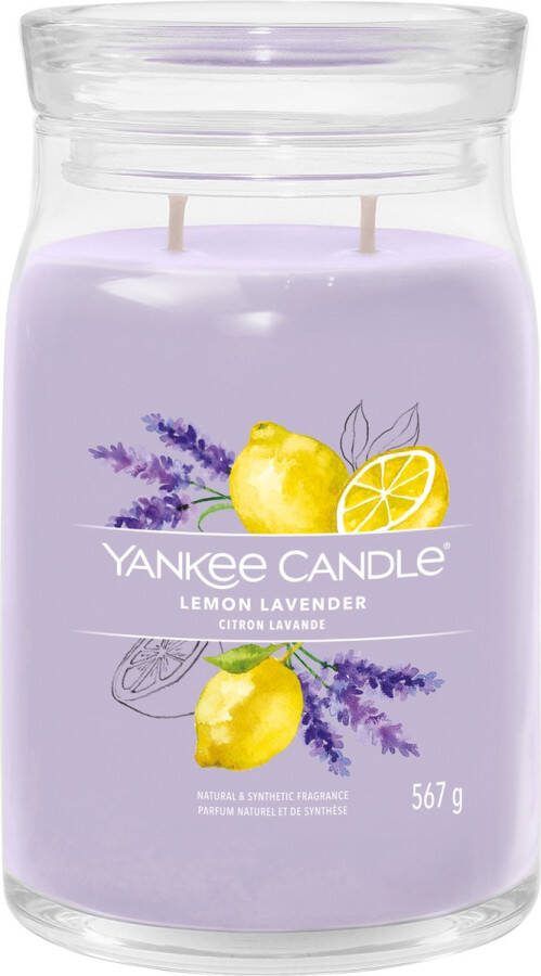 Yankee Candle Geurkaars Large met 2 lonten Lemon Lavender 16 cm ø 9 cm