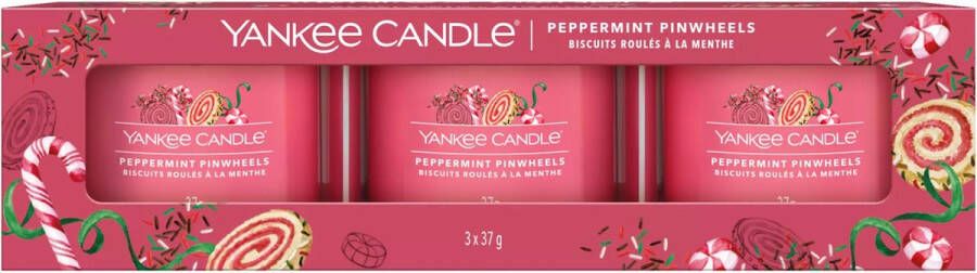 Yankee Candle Peppermint Pinwheels Filled Votive 3-Pack