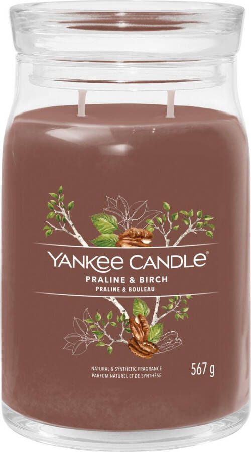 Yankee Candle Geurkaars Large met 2 lonten Praline & Birch 16 cm ø 9 cm