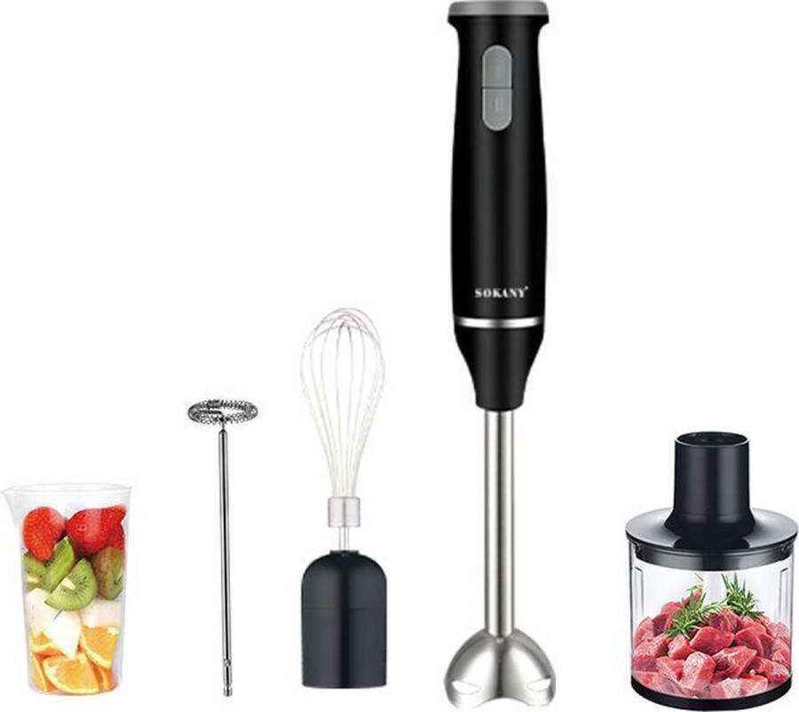 Yar 800W Pro 4 in 1 Staafmixer 800 Watt Hakmolen Maatbeker Garde Koffieschuimer Turbofunctie Smoothie Maker