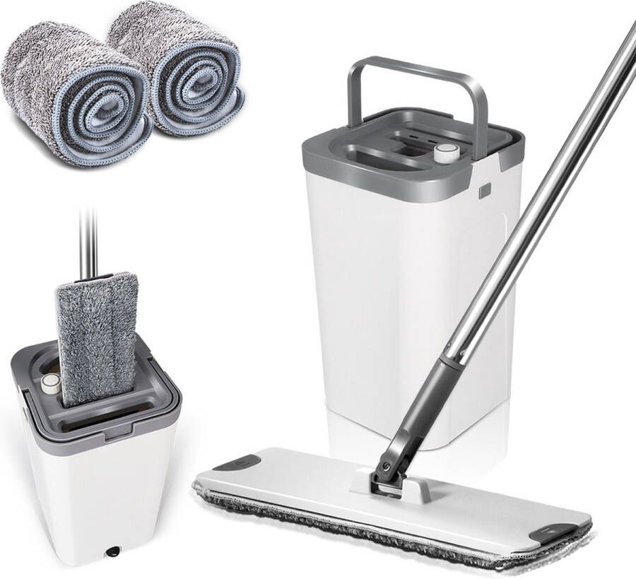 Yar Mop Dweil Dweilsysteem Vloerwisser Emmer met wringer Vlakke dweil met een emmer met een tweekamerpers dweil emmer Handy Mop Dweilsysteem Vloerwisser Emmer met wringer
