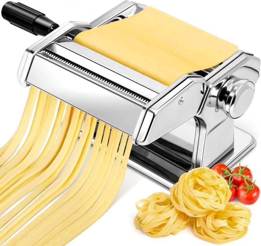 YASHE Handmatige pastamachine roestvrijstalen pastamaker met twee breedtes roller en mes van roestvrij staal met 7 instelbare diktes voor pasta spaghetti fettuccine lasagna