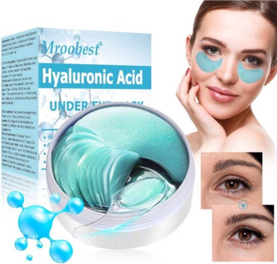 Yashika Collageen oogmasker Anti wallen en donkere kringen Gezichtsmasker Eye patches Gezichtsverzorging 60 stuks Blauw