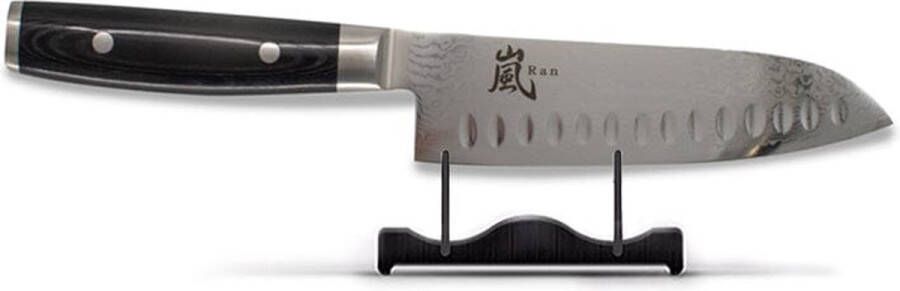 Yaxell Ran Santoku Koksmes 16.5cm met Kuiltjes 69 Lagen Damaststaal VG10 Staal 61 HRC Canvas-Micarta Heft