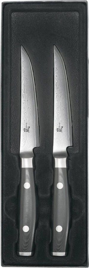 Yaxell Ran Steakmessenset 2-delig Giftset 69 Lagen Damaststaal VG10 Staal 61 HRC Canvas-Micarta Heft