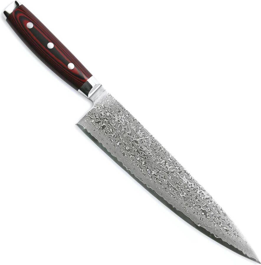 Yaxell Super Gou Koksmes 24 cm 161 Lagen Damaststaal SG2 Staal 63 HRC Canvas-Micarta Heft