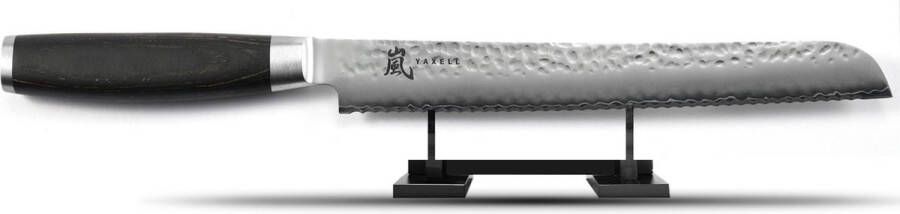 Yaxell Taishi Broodmes 25 cm VG-10 Staal Hardheid 61 HRC Tsuchime Afwerking Gehamerd Lemmet Zwart Pakka Beukenhout Handvat