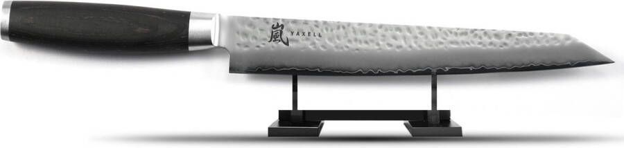 Yaxell Taishi Sashimi Fileermes 23 cm VG-10 Staal Hardheid 61 HRC Tsuchime Afwerking Gehamerd Lemmet Zwart Pakka Beukenhout Handvat