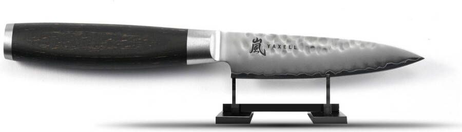 Yaxell Taishi Schilmes 10 cm VG-10 Staal Hardheid 61 HRC Tsuchime Afwerking Gehamerd Lemmet Zwart Pakka Beukenhout Handvat