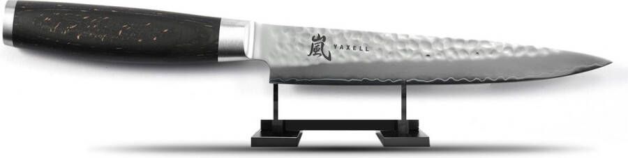 Yaxell Taishi Vleesmes 18 cm VG-10 Staal Hardheid 61 HRC Tsuchime Afwerking Gehamerd Lemmet Zwart Pakka Beukenhout Handvat