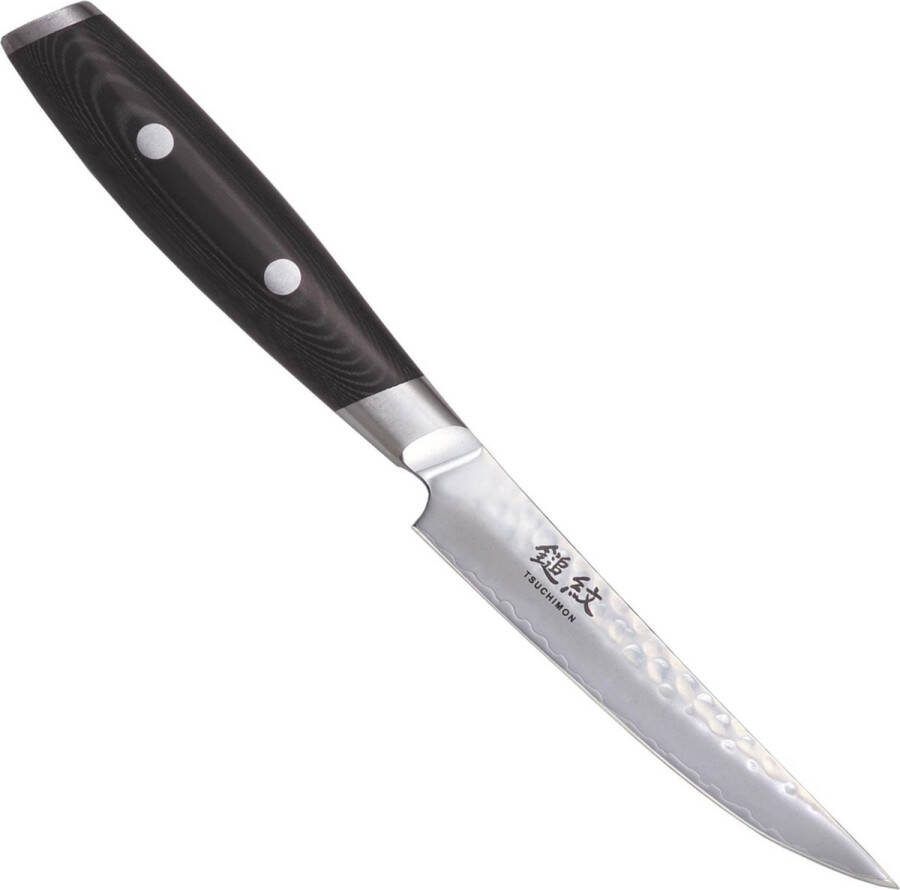 Yaxell Japans Serie Tsuchimon Steakmes VG10 Staal 61 HRC Lemmet 11 cm 3 Lagen Damaststaal Canvas-Micarta Heft