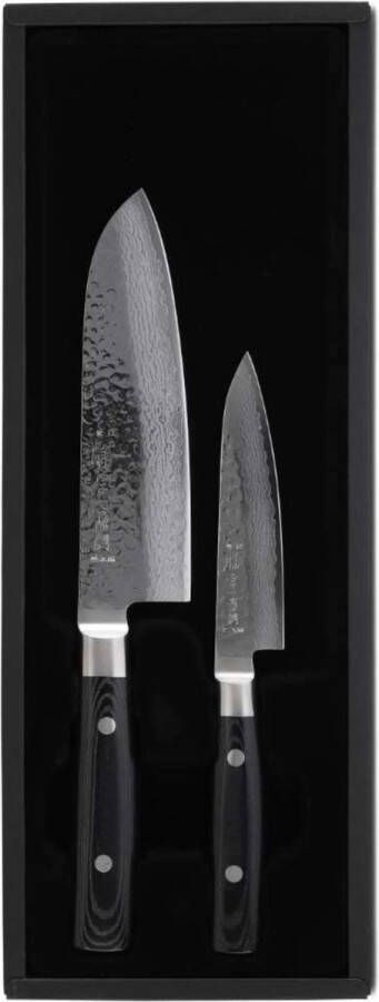 Yaxell Zen Messenset 2-delig Santokumes 16 5 cm en Universeel mes 12 cm -37 Lagen Damaststaal Canvas-Micarta Heft