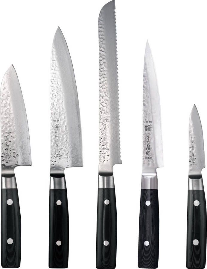 Yaxell Zen Messenset 5-delig -37 Lagen Damaststaal Canvas-Micarta Heft