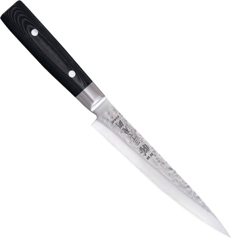 Yaxell Japans Serie Zen Vleesmes VG10 Staal 61 HRC Lemmet 18 cm 37 Lagen Damaststaal Canvas-Micarta Heft