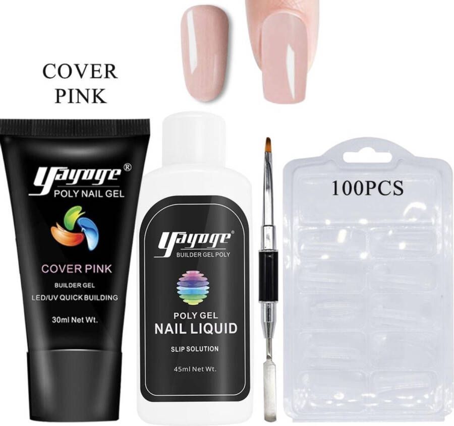 Yayoge kleur cover roze cover pink polygel kit polygel nagels starterspakket zonder lamp nail art