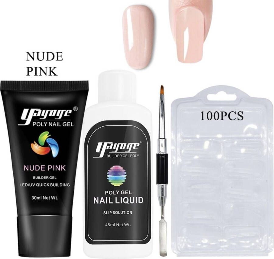 Yayoge kleur nude roze nude pink polygel kit polygel nagels starterspakket zonder lamp nail art