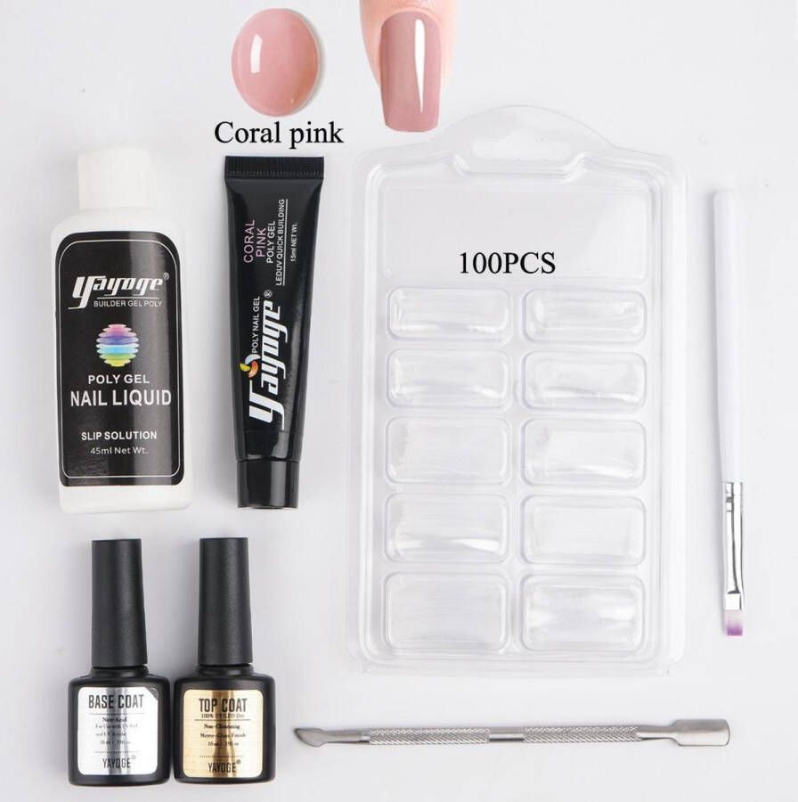 Yayoge Polygel Kleur Coral pink Gelnagels Starterspakket Polygel Starterspakket Gellak starterspakket Gel Nagellak Kunstnagels