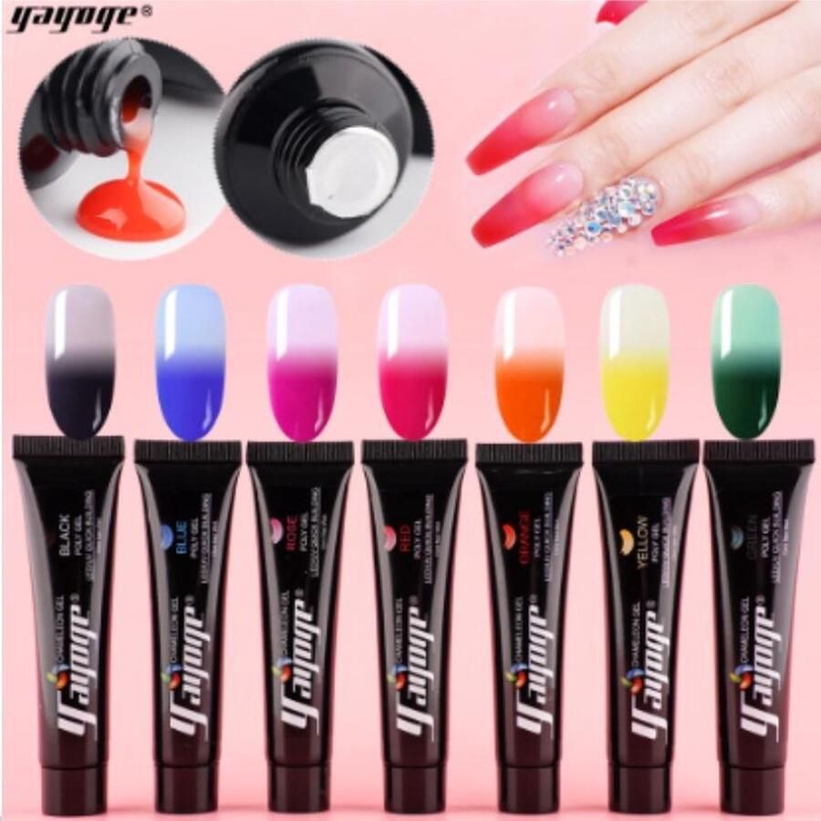 Yayoge Chameleon kleur zwart black starterspakket met lamp polygel nagels nail art