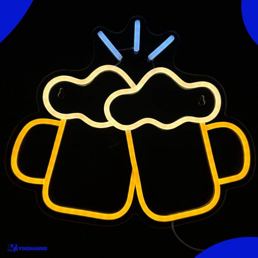 Ydemanne Neon Lamp Bier Proost Incl. Ophanghaakjes Neon Sign Neon Verlichting Neon Led Lamp Wandlamp Mancave