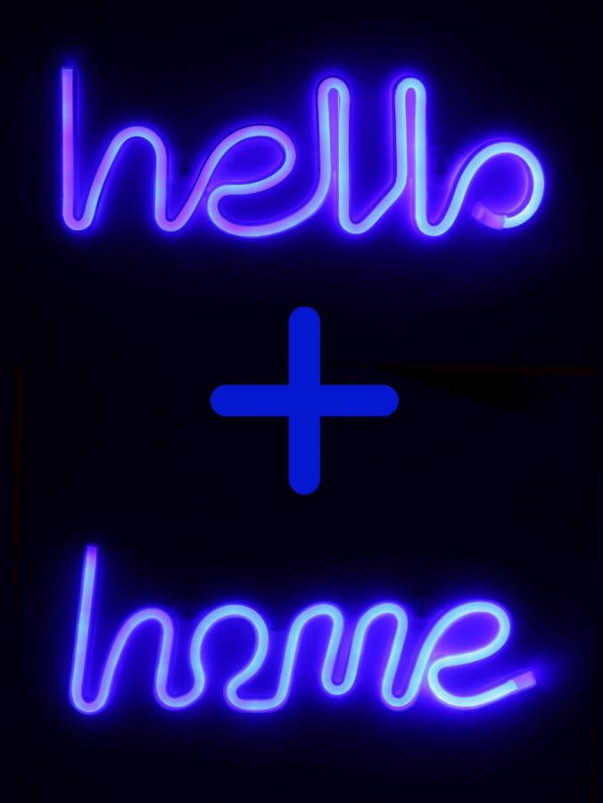 Ydemanne Neon Lamp Hello Blauw + Home Blauw Incl. 6 Batterijen Neon Verlichting Neon Led Lamp Neon Wandlamp