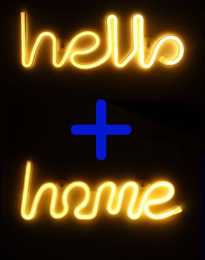 Ydemanne Neon Lamp Hello Geel + Home Geel Incl. 6 Batterijen Neon Verlichting Neon Led Lamp Neon Wandlamp