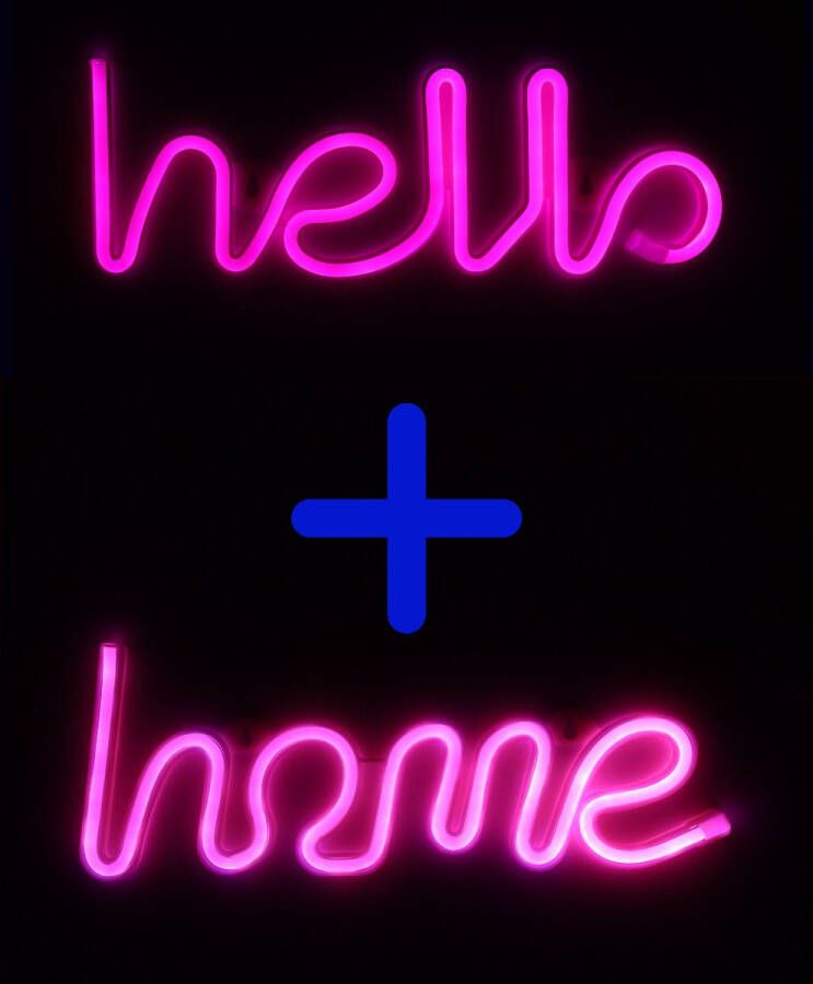 Ydemanne Neon Lamp Hello Roze + Home Roze Incl. 6 Batterijen Neon Verlichting Neon Led Lamp Neon Wandlamp