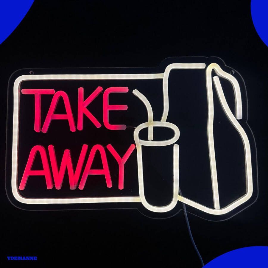 Ydemanne Neon Lamp Take Away Restaurant Dimbaar Incl. Ophanghaakjes Neon Sign Neon Verlichting Neon Led Lamp Wandlamp