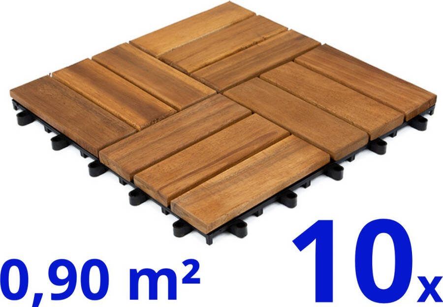 Ydemanne Terrastegels Acaciahout 10 Stuks 0.90 m² Bruin Vlondertegels Balkontegels Makkelijke en Snelle Montage
