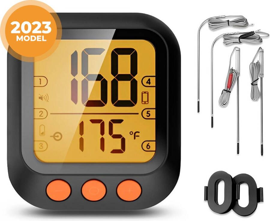 Ye Digitale BBQ Thermometer Draadloos Keukenthermometer Bluetooth met app 4 Sondes Nederlandse handleiding Incl. Batterijen