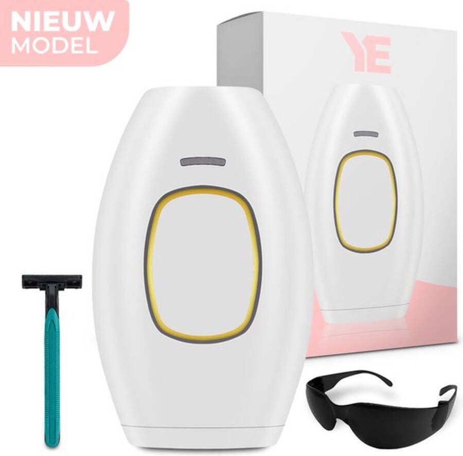 Ye Laser Ontharingsapparaat IPL Ontharing Apparaat Epileerapparaat Dames Inclusief Beschermbril & Scheermes & Ebook Wit