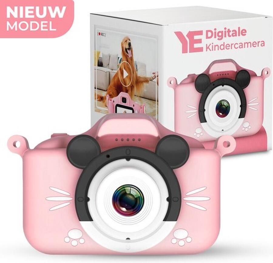Ye Digitale Kindercamera HD 1080P Fototoestel Voor Kinderen – Extra veilig Vlog Camera – USB Oplaadbaar – Digitaal Kinderfototoestel