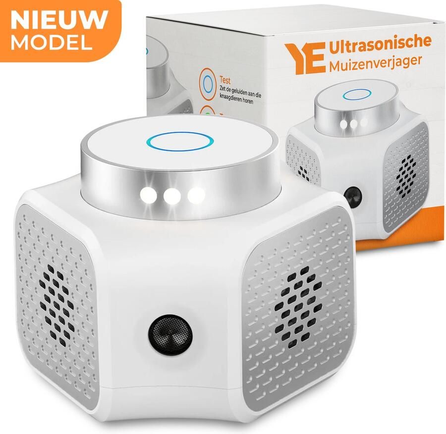 Ye Verjager Pro Ultrasonische Muizenverjager Ongedierte Verjager Voor Binnen Diervriendelijk Muizen en Insecten Bestrijding Diervriendelijke Muizenval 360 graden Bescherming Pest Repeller PRO versie Wit