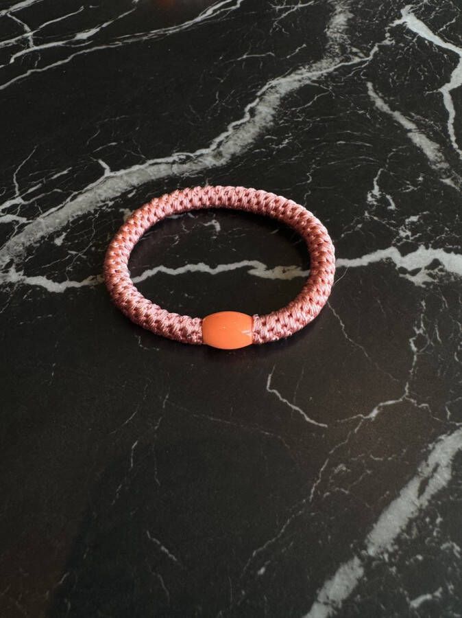 Yehwang 1 stuk knekkie haarelastiek met kraal knekkies haarelastiek en armband kknekki haarelastiekje gevlochten banditz elastieken Oranje Koraal