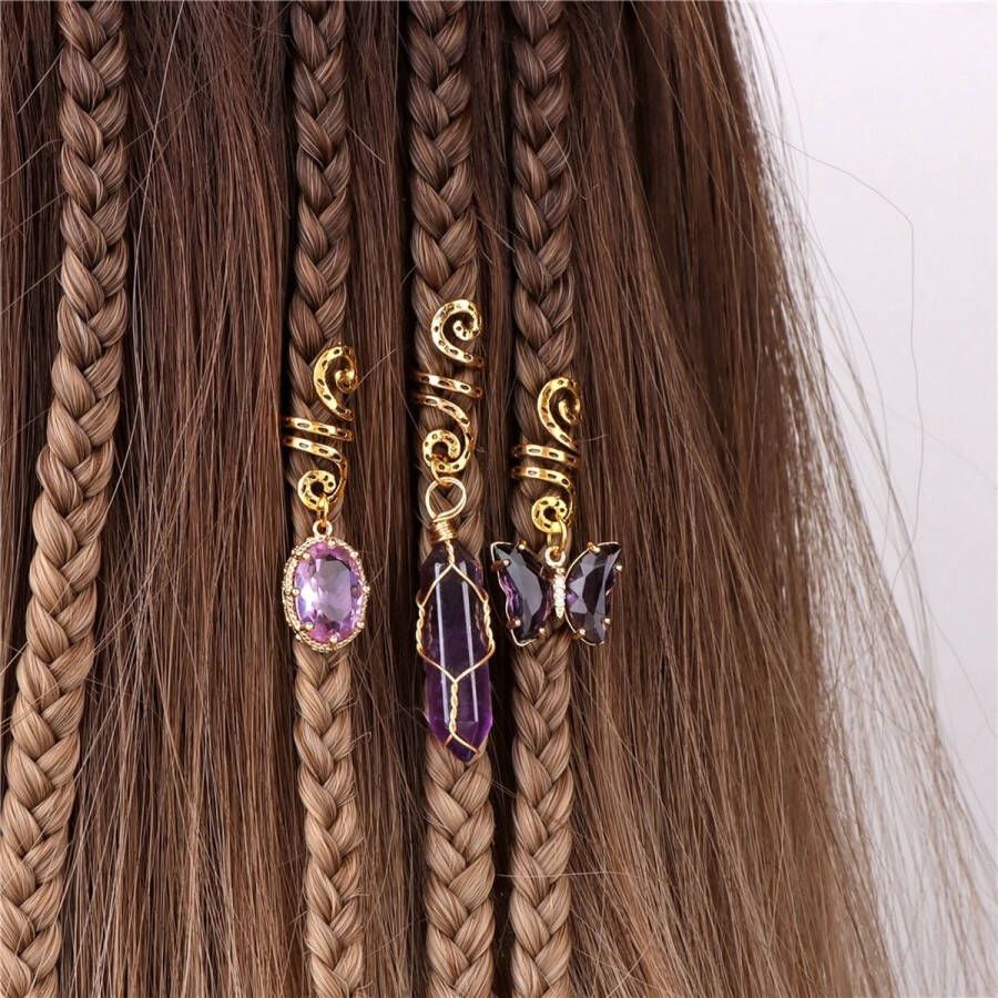 Yehwang Boho Haaraccessoire Festival Haaraccessoire Handgemaakte Natuursteen en Kristallen Haaraccessoire Amethist