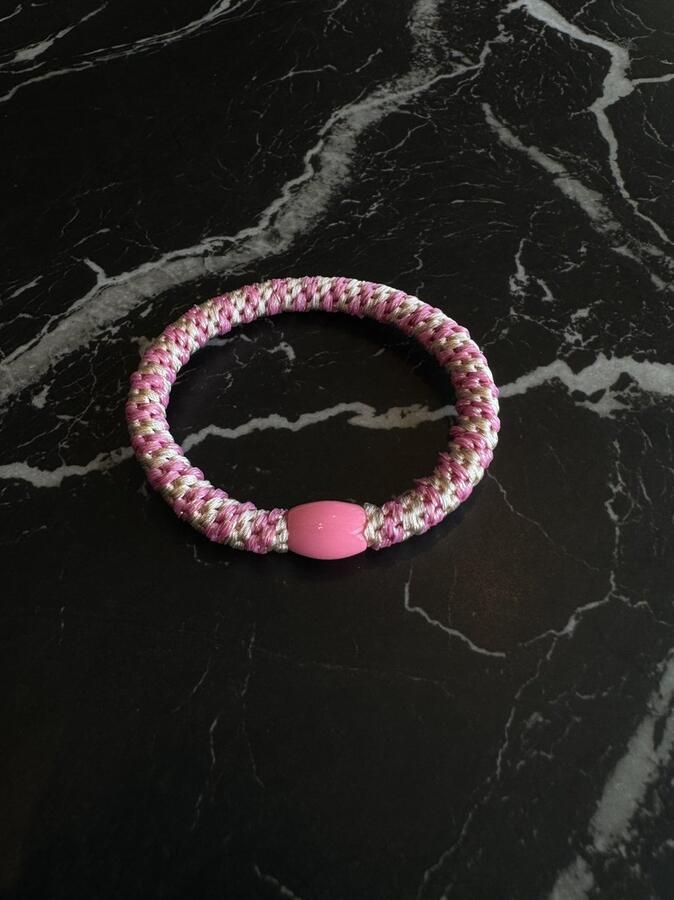 Yehwang 1 stuk knekkie haarelastiek met kraal knekkies haarelastiek en armband kknekki haarelastiekje gevlochten banditz elastieken Roze Wit Glitter