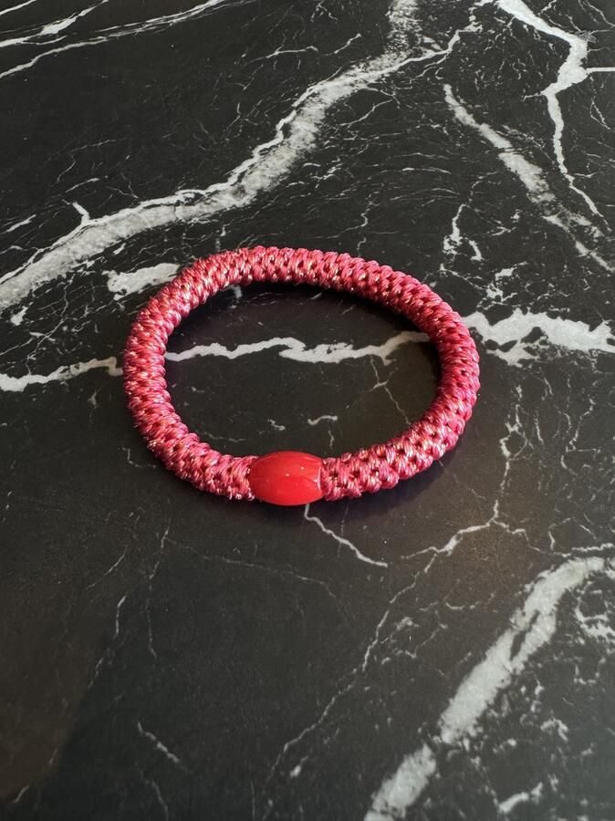 Yehwang 1 stuk knekkie haarelastiek met kraal knekkies haarelastiek en armband kknekki haarelastiekje gevlochten banditz elastieken Rood Koraalrood Koraal Glitter Rode kraal