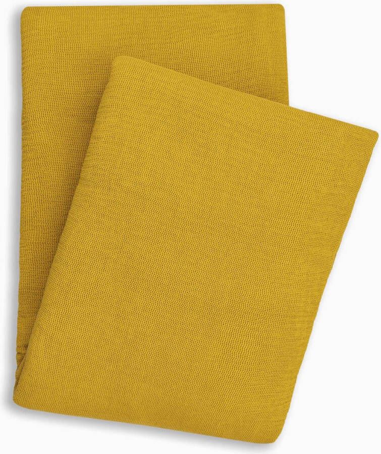Yellow Tutta-Natura Plaid Ica 140x200 cm gemaakt van 75% Katoen 25% Linen