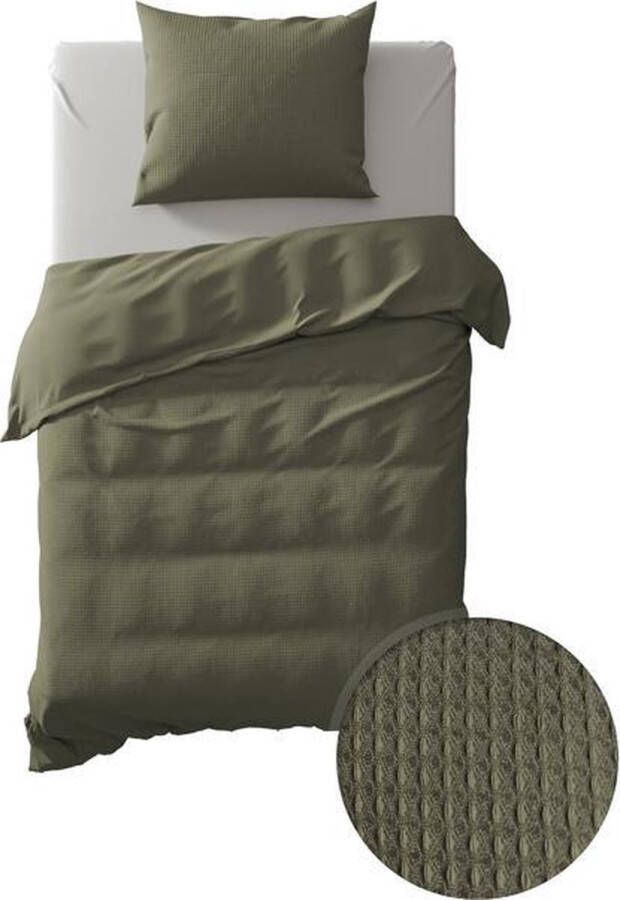 Yellow Geel dekbedovertrek Cialda Army Groen 1-Persoons 140x200 220 cm