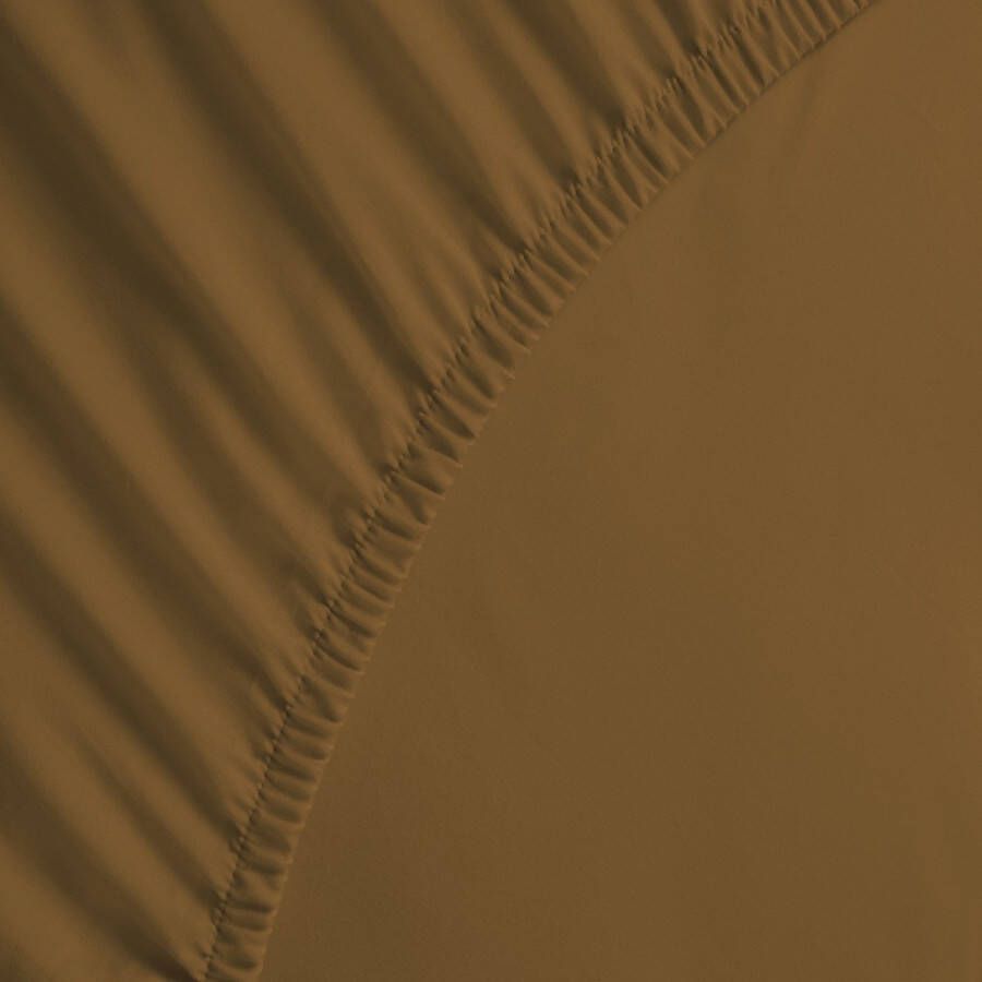 Yellow percale katoen hoeslaken bruin lits-jumeaux (180x210 220) natuurlijk materiaal slijtvast en duurzaam