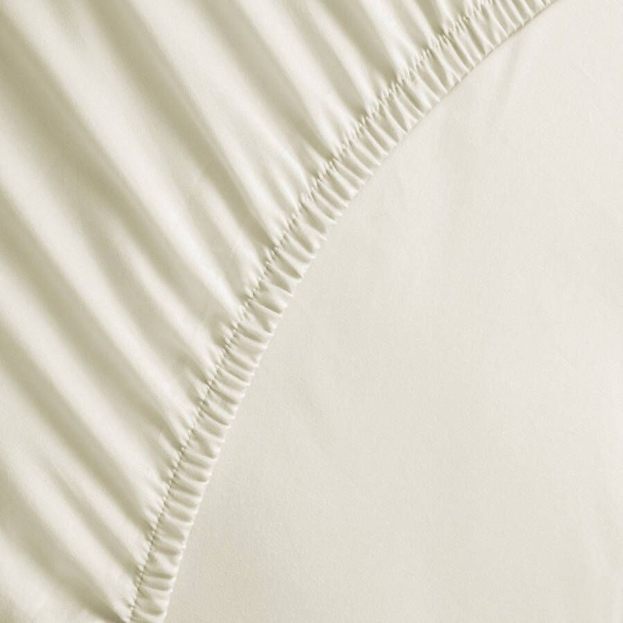 Yellow percale katoen hoeslaken creme lits-jumeaux (180x210 220) natuurlijk materiaal slijtvast en duurzaam