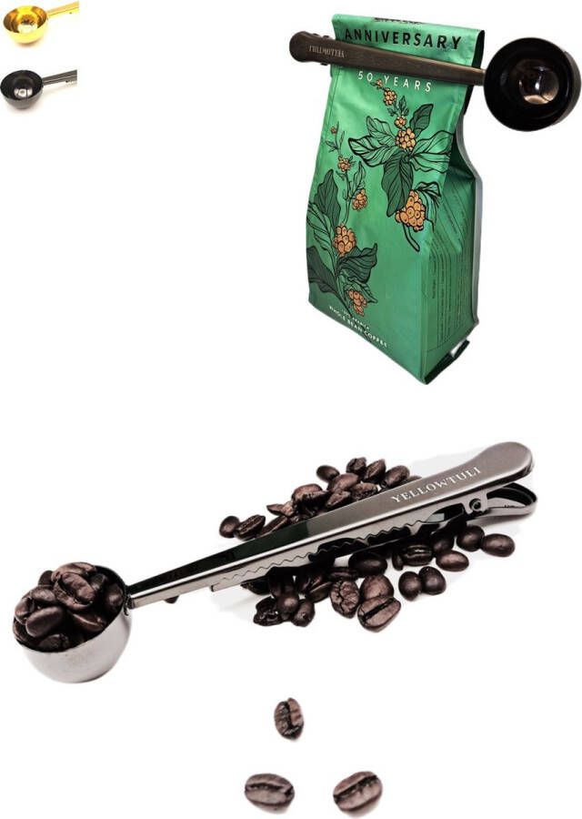 Yellowtuli Koffieschepjes 2 stuk Zwart Cowffee Scoop Maatschepje Set van 2 Coffee Measuring Spoon 7g Coffee Scoop with Clip Koffie Schepje met Klem Gift Ideas Koffie Accessoires