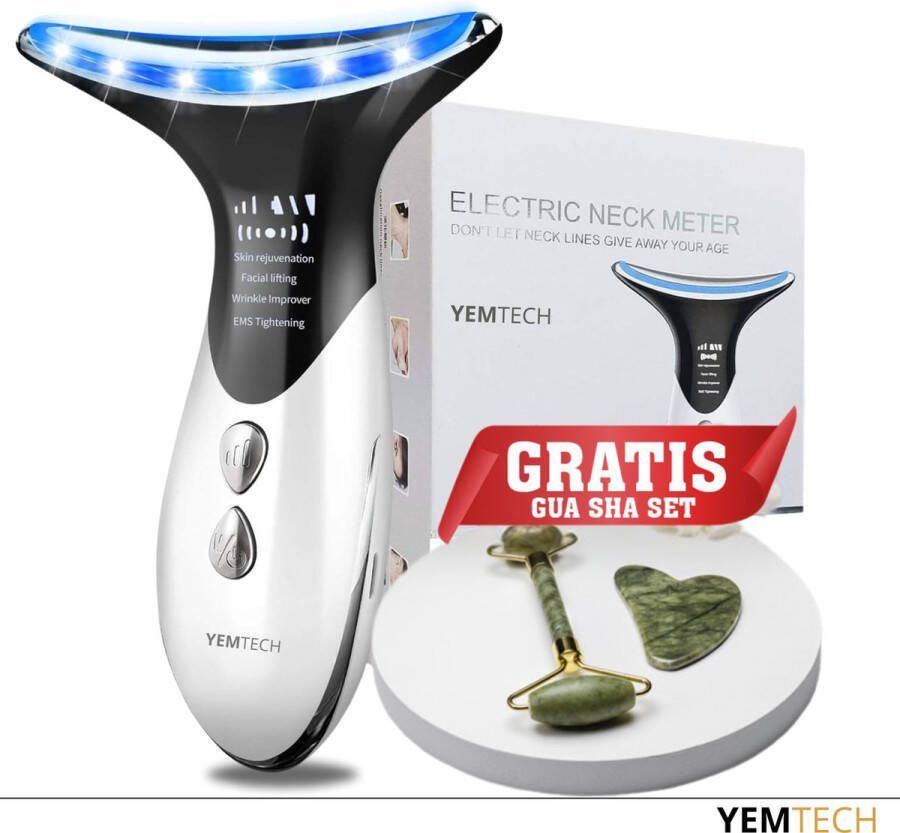 YEMTECH Huidverjongingsapparaat Led gezichtsmasker Facelift apparaat Anti rimpel Gezichtsmassage Nekmassage Inclusief Gua Sha Set