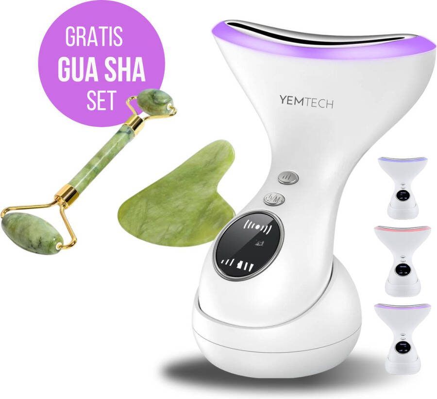 YEMTECH Huidverjongingsapparaat Led gezichtsmasker Facelift apparaat Anti rimpel Gezichtsmassage Nekmassage Inclusief Gua Sha Set