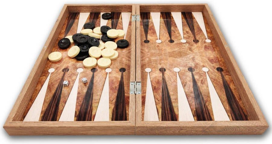 Yenigün tavla Klassiek houten backgammon bordspel kleur Rosé hout Maat S 25cm Reiseditie Met schaakbord