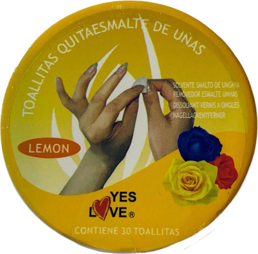 Yes Love Nagellak Remover Pads Citroen Lemon Scented Doosje met 30 stuks