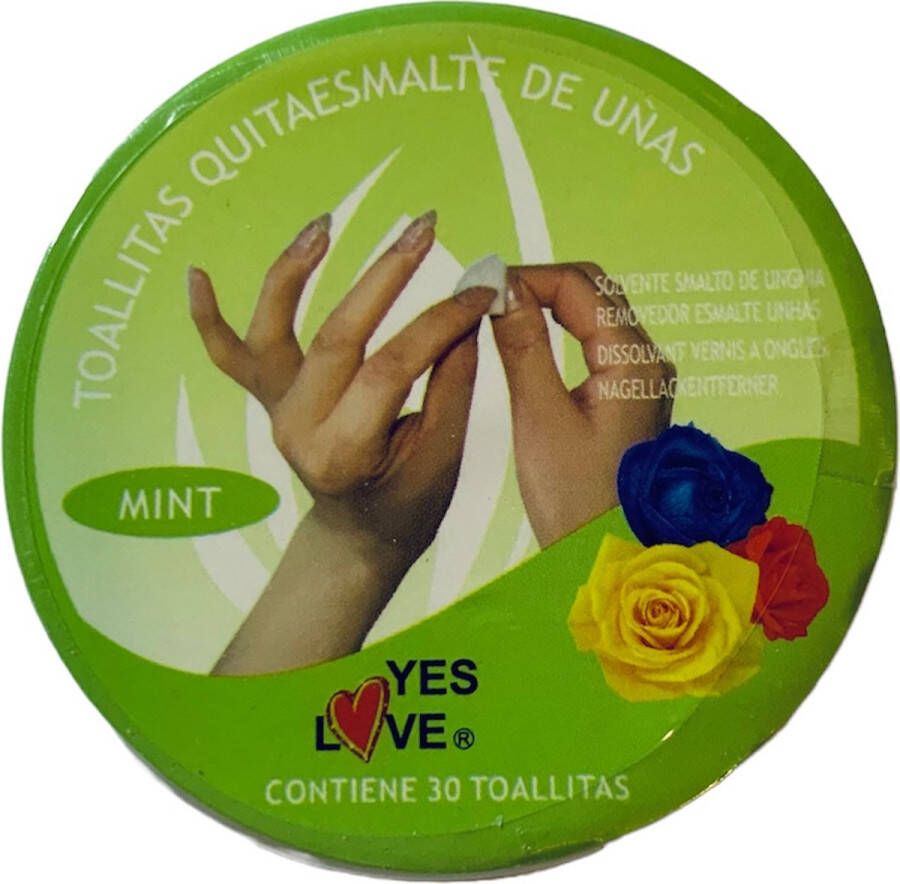 Yes Love Nagellak Remover Pads Munt Mint Scented Doosje met 30 stuks