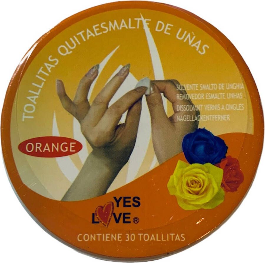 Yes Love Nagellak Remover Pads Sinaasappel Orange Scented Doosje met 30 stuks