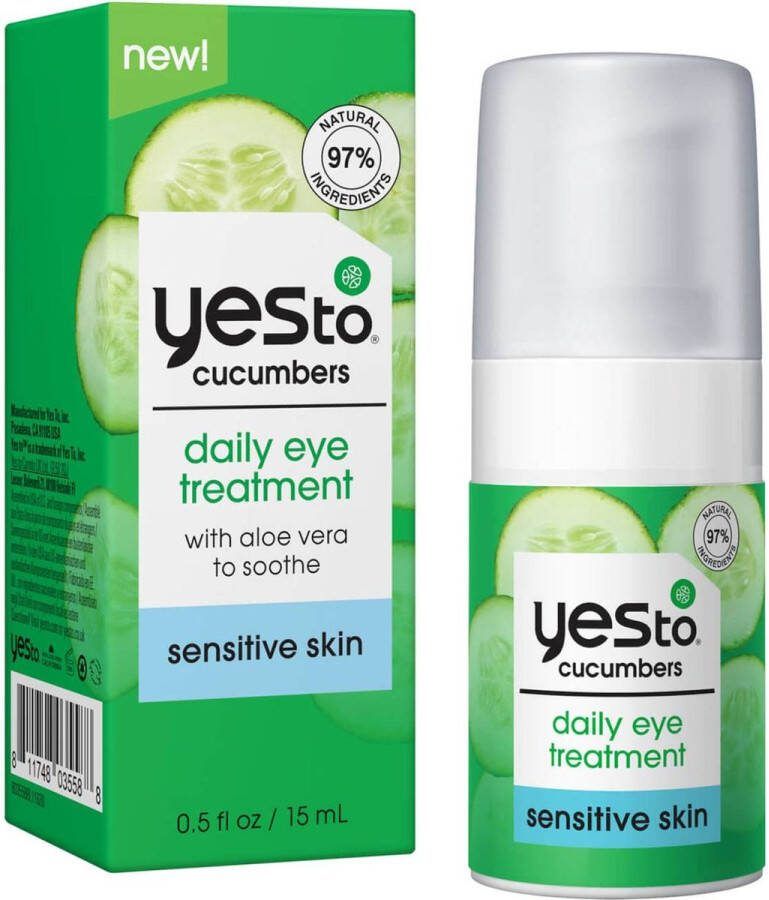 Yes To Cucumbers Daily Eye Treatment VEGAN Gevoelige Huid Gezichtsverzorging Oogcrème 15 ml