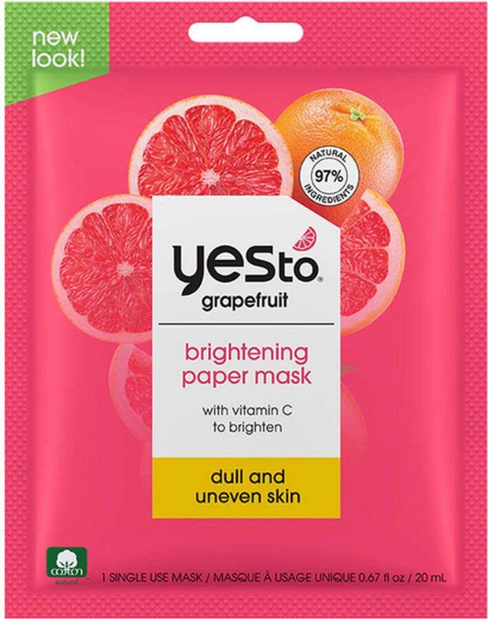 Yes To Grapefruit Brightening Paper Mask VEGAN Doffe en Oneffen huid Gezichtsverzorging Gezichtsmasker 1 Single Use Face Mask 10 ml