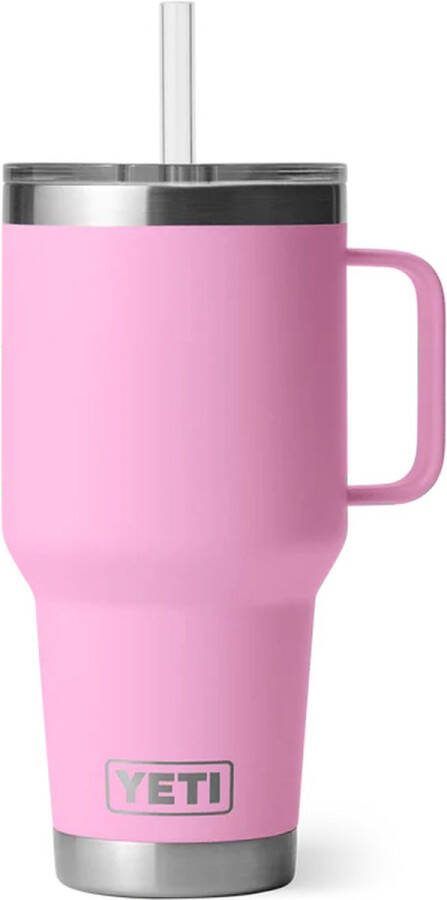 Yeti Rambler Power Pink 1 Liter RVS Tumbler met Rietje en Handvat Thermosbeker Thermosfles Beker Fles Thermos Mok Mug Drinkbeker Drinkfles Waterfles